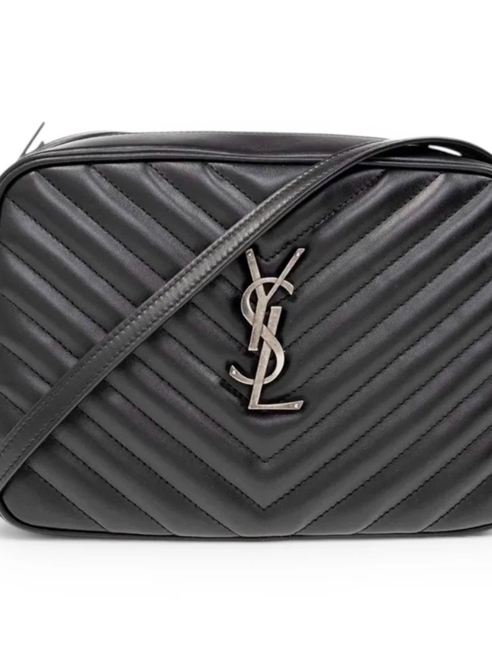 Saint Laurent Black Quilted Leather Belt Bag with Silver YSL Logo